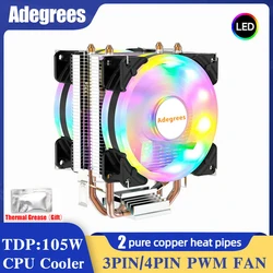 CPU Cooler 3/4Pin PWM Quiet PC Radiator For Intel LGA 1150 1151 1155 1200 1700 2011 AMD AM3 AM4 90MM Processor Cooling Fan