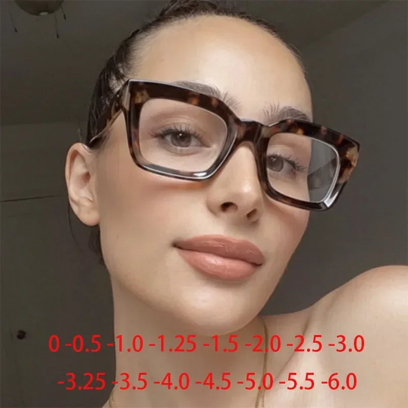 Retra Square Concave Frame Clear Lens Glasses Ultra Light Myopia Nerd Spectacles Degree 0 -0.5 -1.0 -2.0 -3.0 -4.0 to -6.0