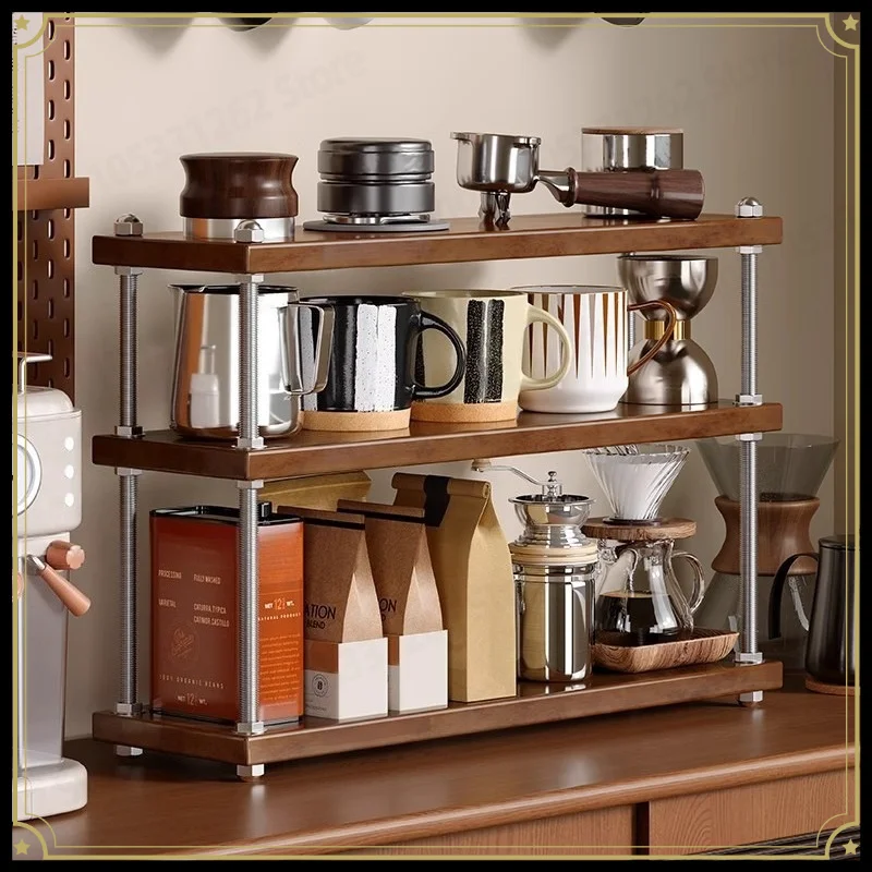 Solid Wood Coffee Mug Rack, Vintage Cup Storage Holder for Kitchen and Table, Tea Cup Organizer Display Stand