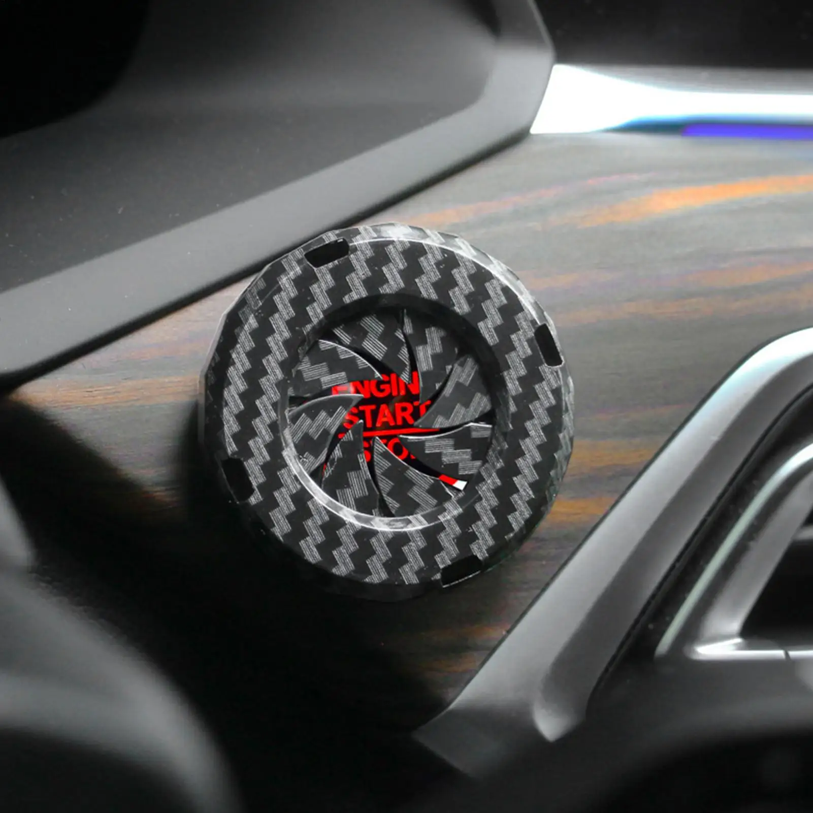 Push Start Button Cover Carbon Fiber Protective Power Control Trim Push Start Button Ignition Protective Cover Stylish for Cars