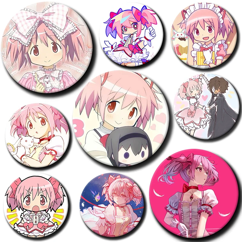 Cartoon Character Madoka Kaname Button Pin Anime Role Madoka Kaname Brooch Creative Badge for Backpack Clothes Decoration Gift
