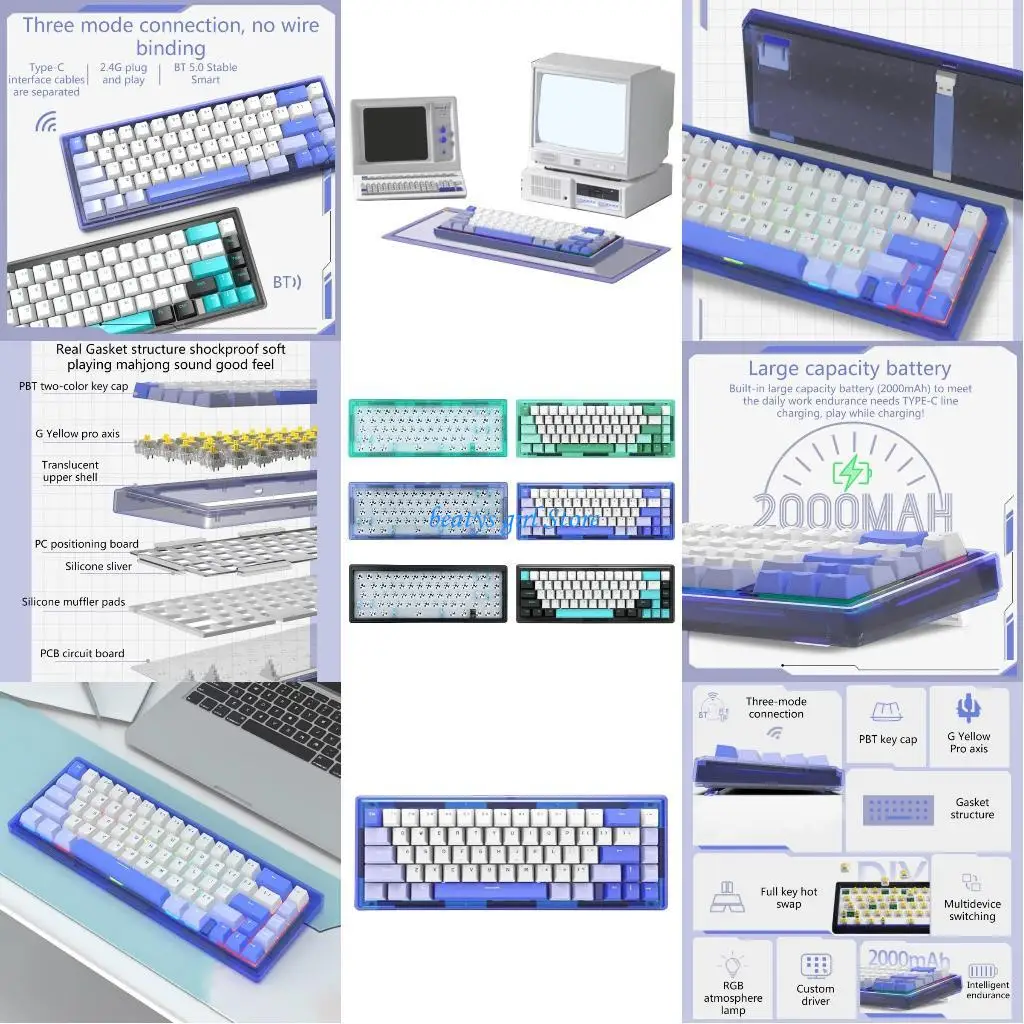 

C7AB GAS67 65% Gasket 2.4G Hot-swappable RGB Backlit Keyboard