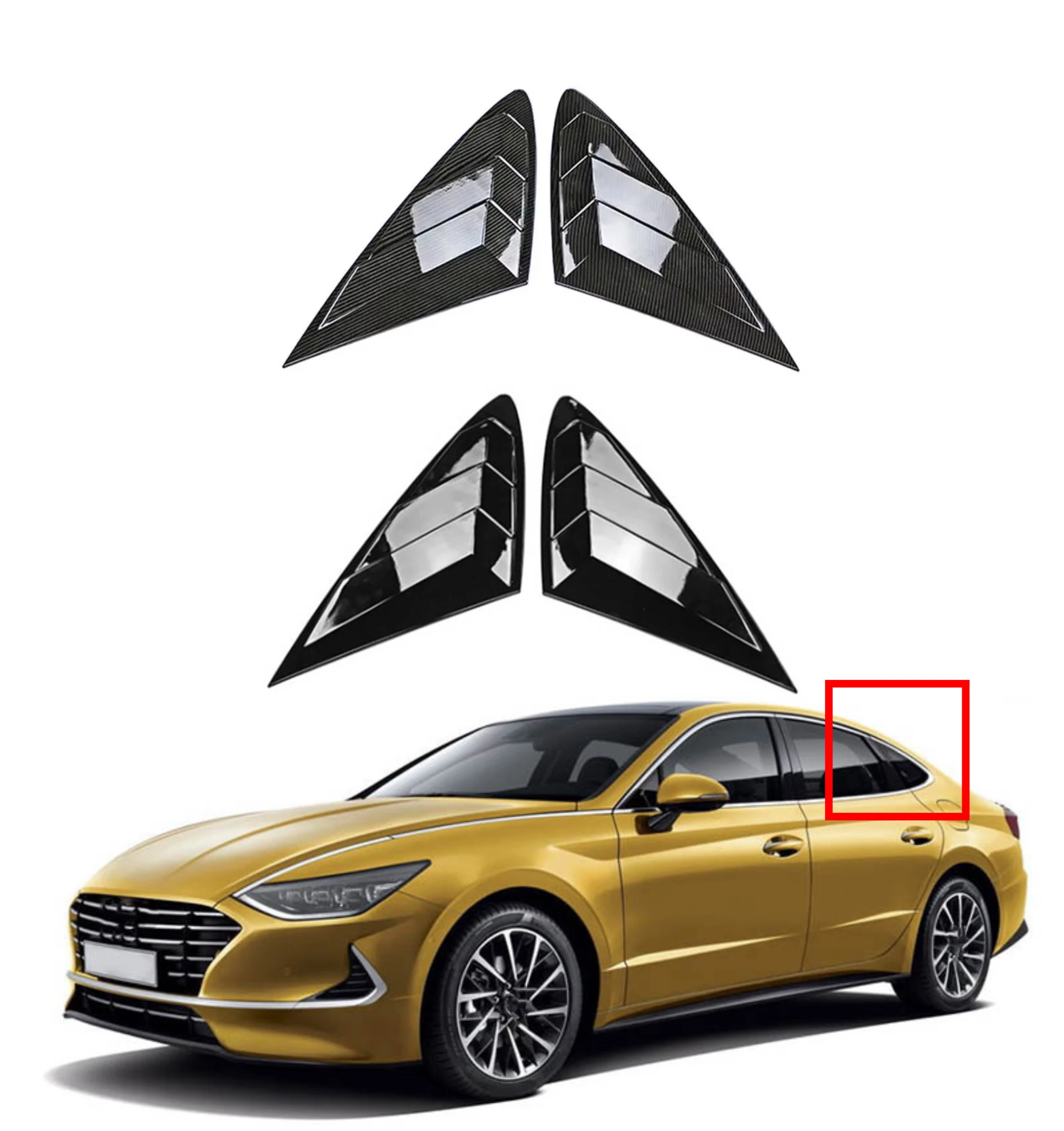 

Fit For Hyundai Sonata 2020 2021 2022 Car Rear Louver Window Side Shutter Cover Trim Sticker Vent Scoop ABS Carbon Fiber Black