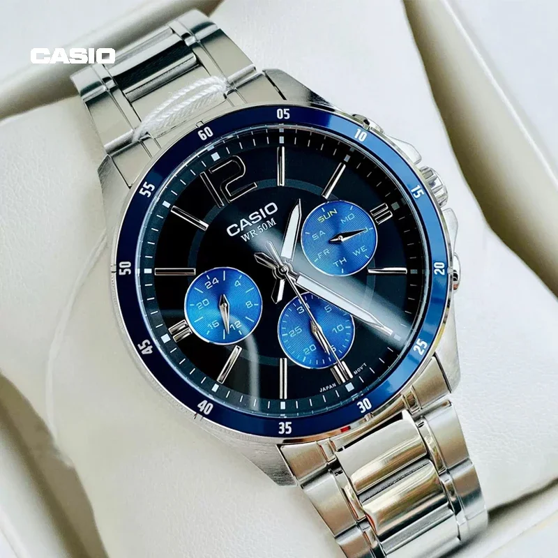 Casio MTP-1374D Classic Three Eyes Men\'s Quartz Waterproof Fashion Casual Business Simple Ladies Gift Versatile Date Week