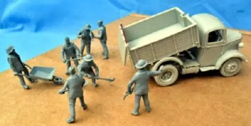 1/72 Die-cast Resin British Pioneer and Tool Cart Model Assembly Kit 7 Figures (unpainted)