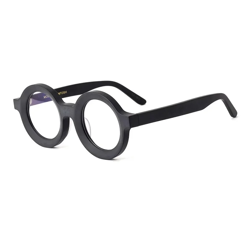 

New retro round glasses frame plate wide edge thick hand-frosted matte black myopia glasses frame men's and women's models