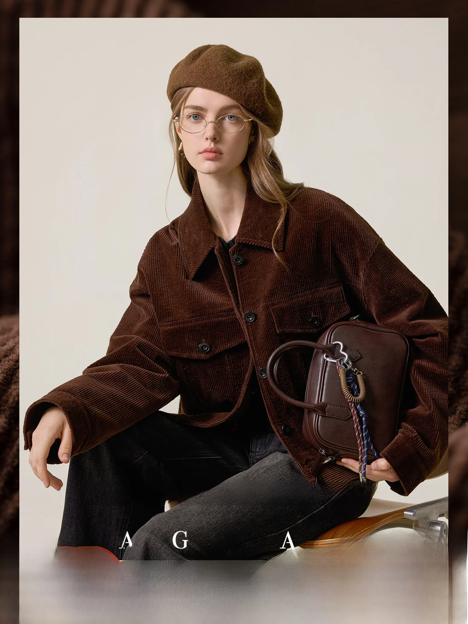 

Autumn Winter Corduroy Jaet Casual Workwear Paul Light Corduroy Outerwear Straight Cut Cotton Blend Fabric Long Sve Butt...