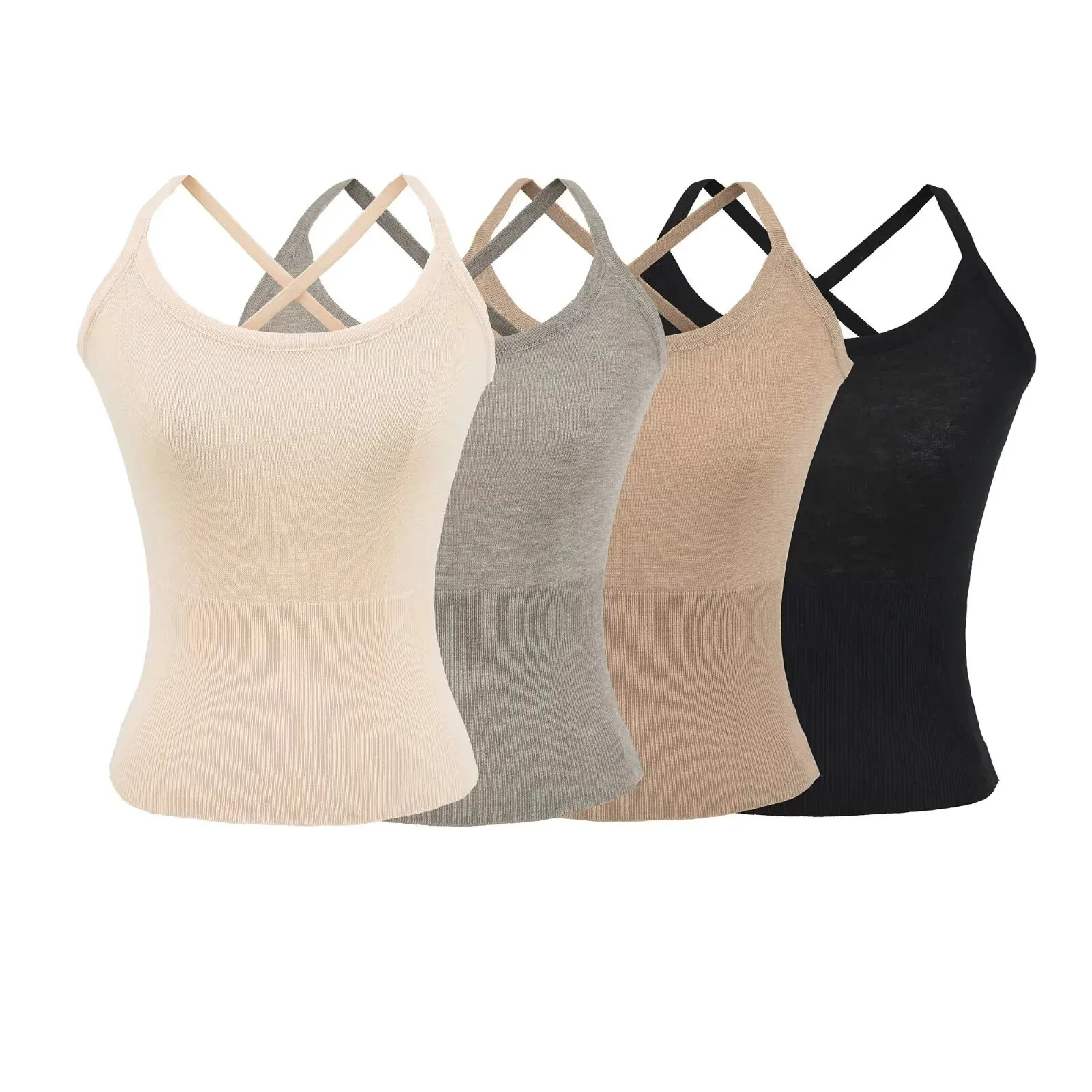 حار مثير الصوف محبوك سترة علوية للنساء 2025 الخريف الصليب الظهر عارية الظهر إخفاء الجانب الثدي بروتيل ملابس داخلية Z5W2 #2