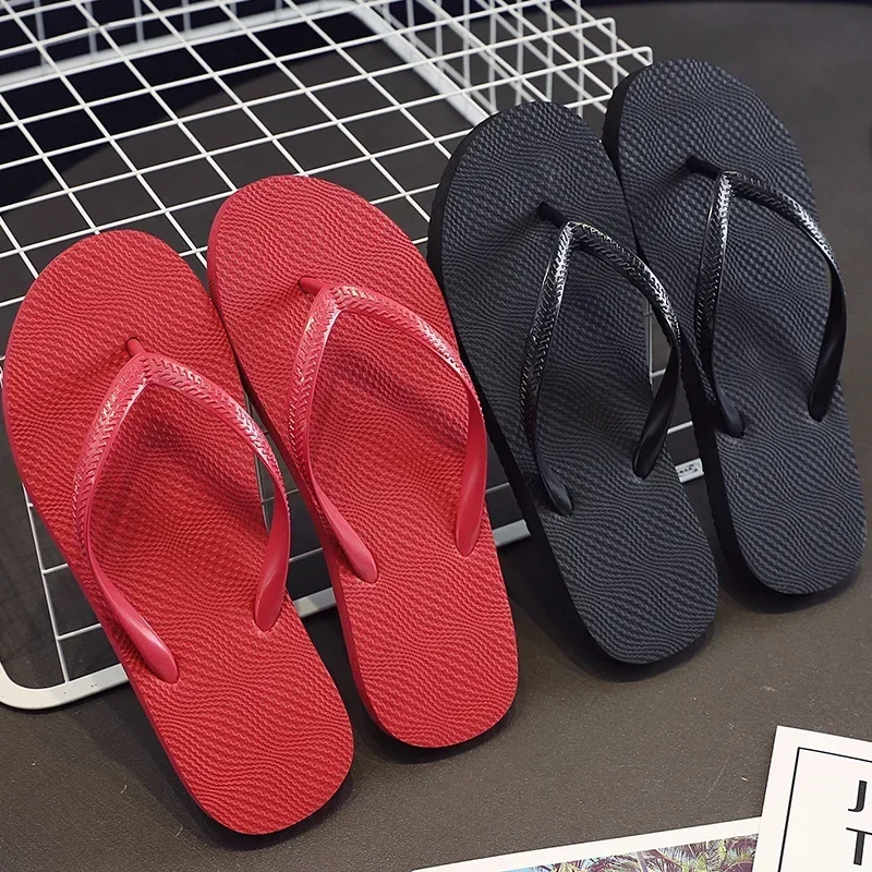 Women Summer Beach Slippers Solid Color Non-slip Couple Leisure Outdoor Women Flip Flops Breathable Beach Sandals Women 2022