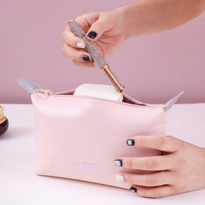 جديد زلابية حقيبة مستحضرات التجميل بسيطة موضة السفر حقيبة التخزين الصلبة سعة كبيرة المحمولة حقيبة المرحاض مقاوم للماء حقيبة مستحضرات التجميل بولي PU
