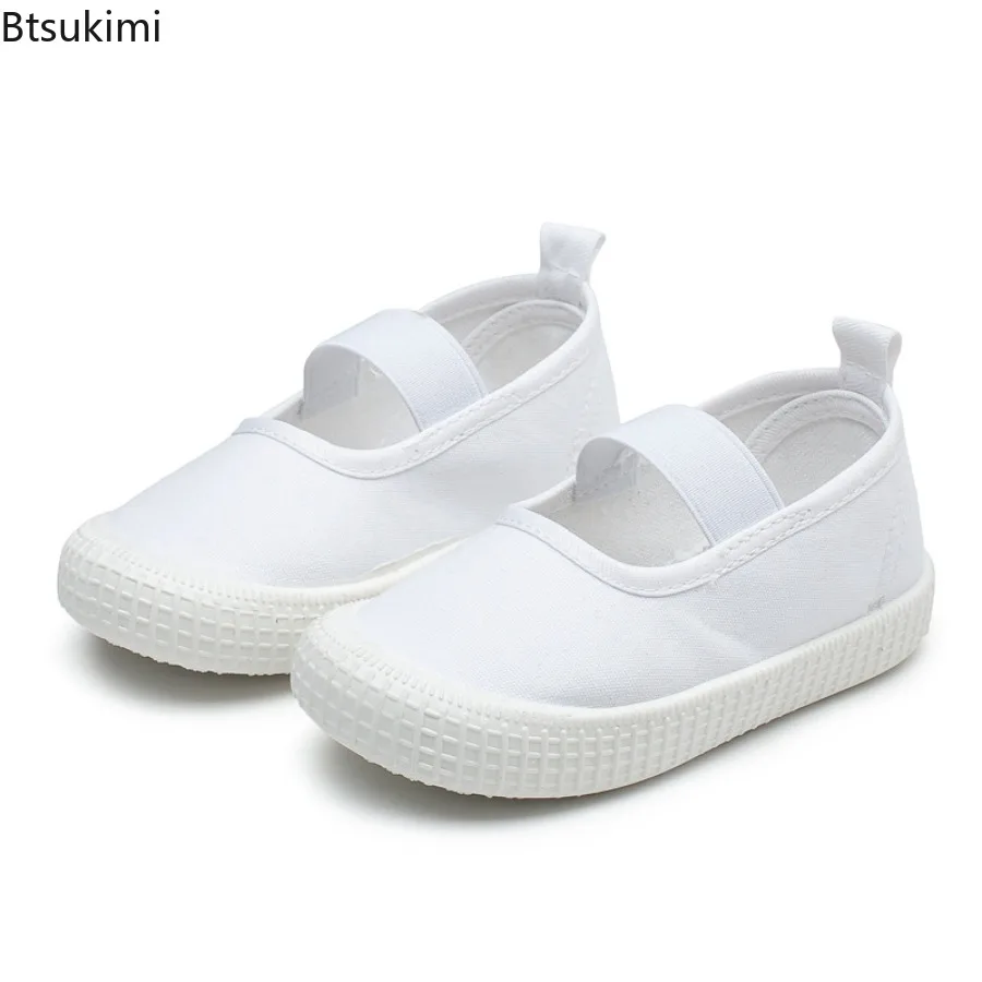 2026 Children's Canva Shoes Indoor Shoes for Boys and Girls Kindergarten White Casual Shoes Loose Fitting Comfortable Children's