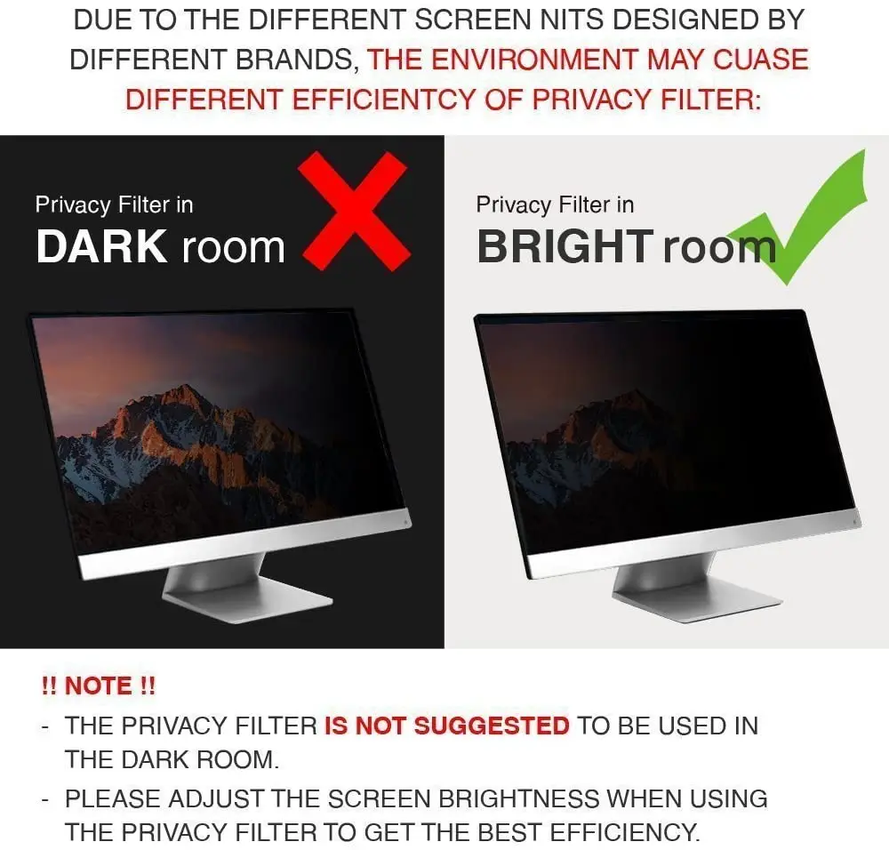 Grade AAA Easy On/Off Computer Privacy Screen For 26-Inch To 27-Inch Widescreen 16:10 And 16:9   Quality Privacy Filter