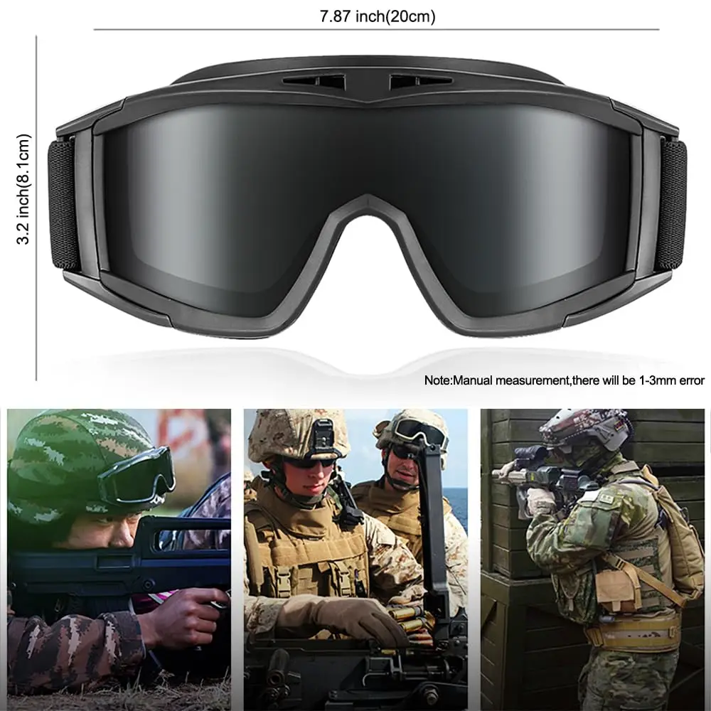 DulSafety-Lunettes de paintball Airsoft, lunettes militaires, sports de plein air, lunettes anti-buée, protection des yeux, lentille interchangeable