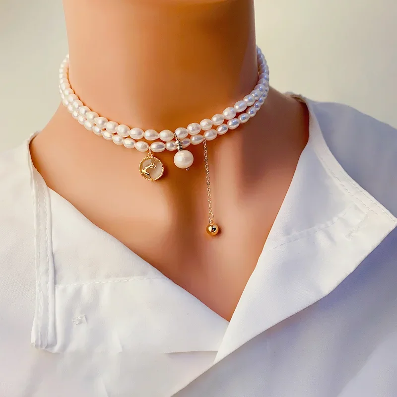 Minar Textured Multicolor CZ Cubic Zircon Heart Square Coin Pendant Necklaces for Women Freshwater Pearl Strand Choker Gifts