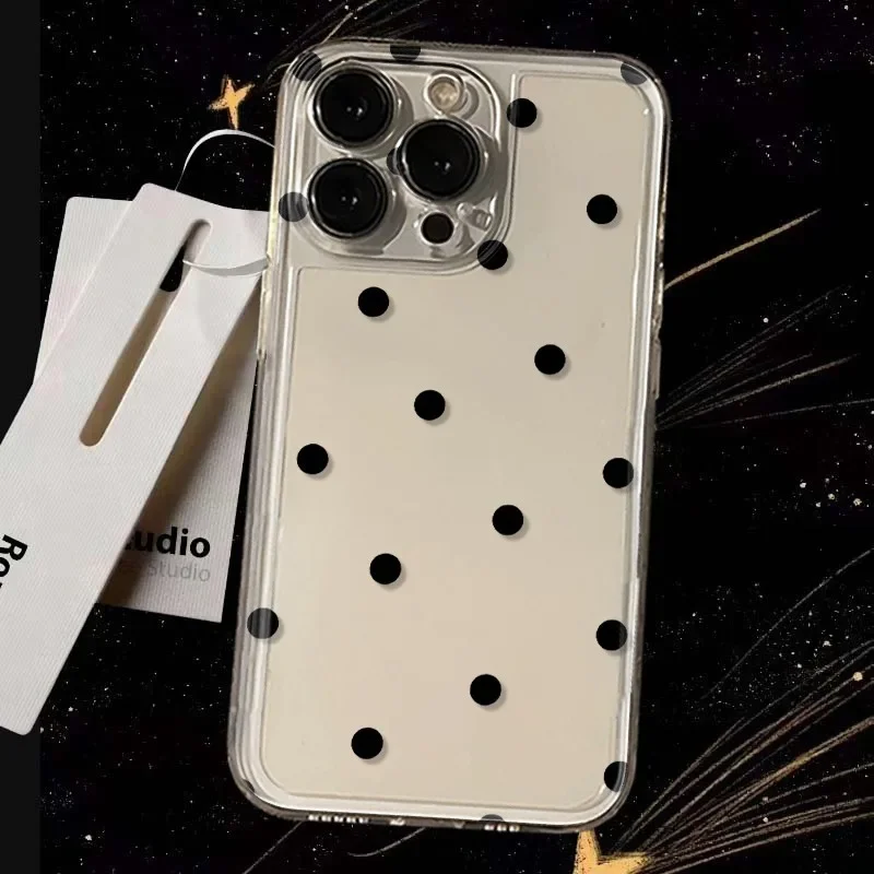 Ins Hot Simple Small Dot Phone Case For iPhone 17 Air 16 15 14 11 Pro Max Plus 13 12 Mini Transparent Shockproof Soft Back Cover view 4