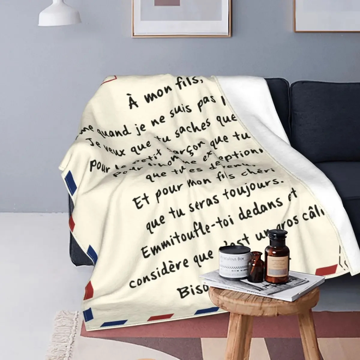 

French Letters Express Love To My Son Blanket Coral Fleece Print Soft Throw Blanket for Bedding Outdoor Rug Piece Twin King Size