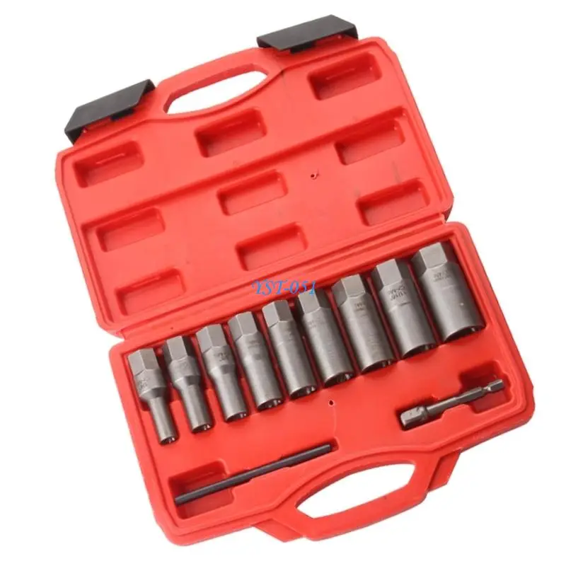 

E15A 7/11Pcs Studs Screw Extractor Removal Hexagonal Shank Damaged Bolt Extractor