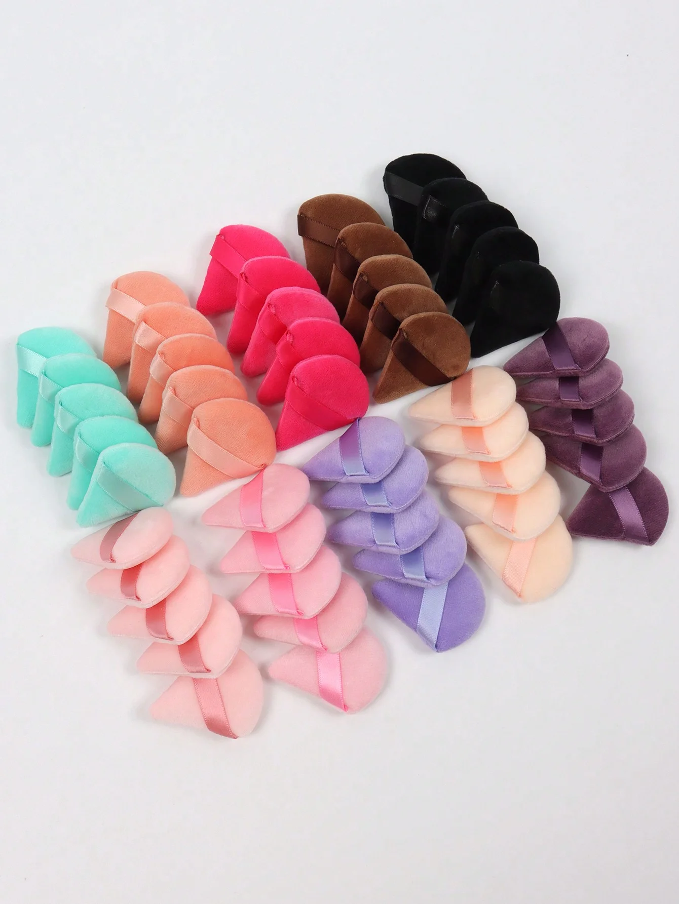 10 stuks mini driehoekige fluwelen poederdonsjes, zachte make-up blender sponzen voor gezichtscontouren, ogen en hoeken