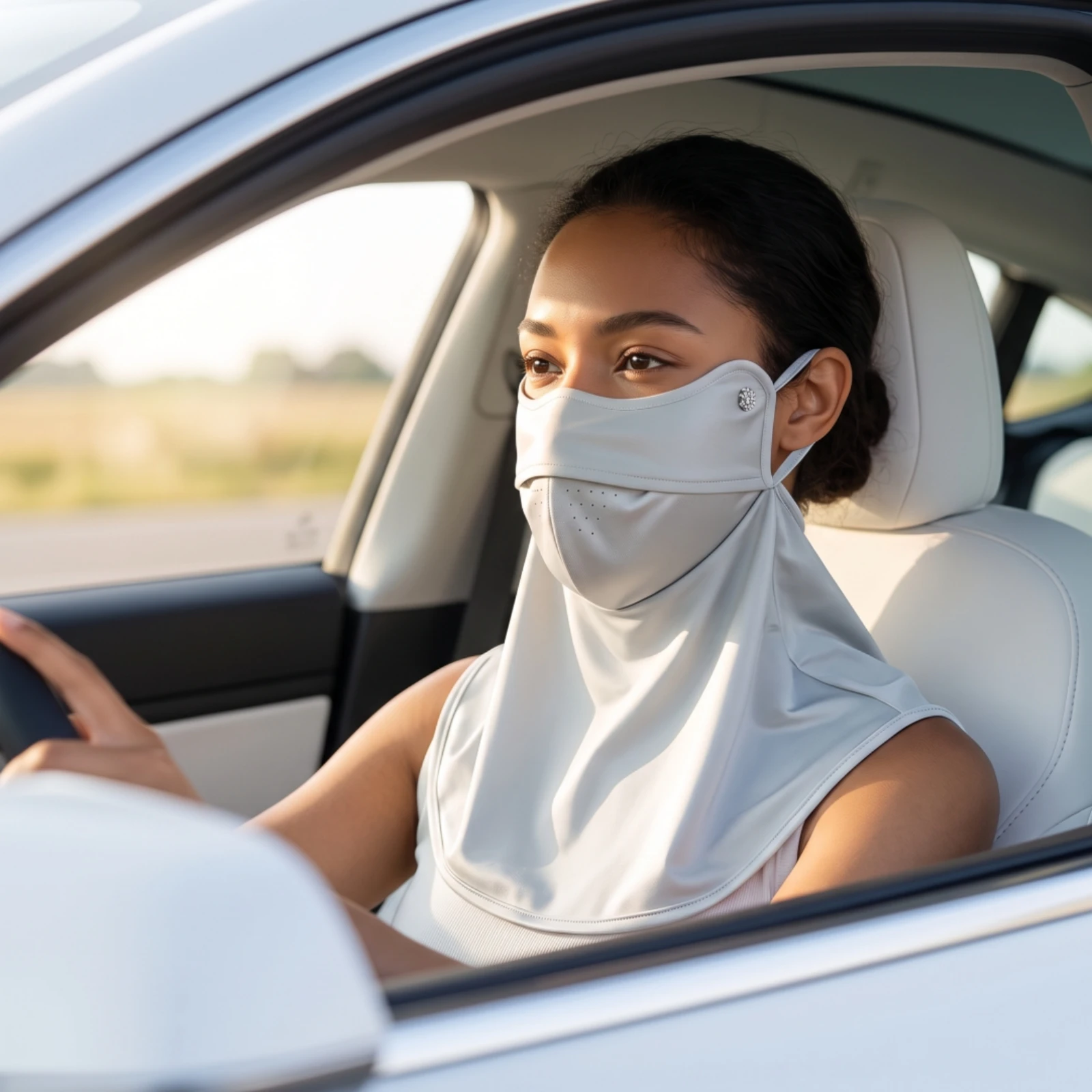 Sun Mask Protection Neck Gaiter with Ear Loops Neck Drape Lightweight Apparel Breathable for Cyclists, Cycling, Driving