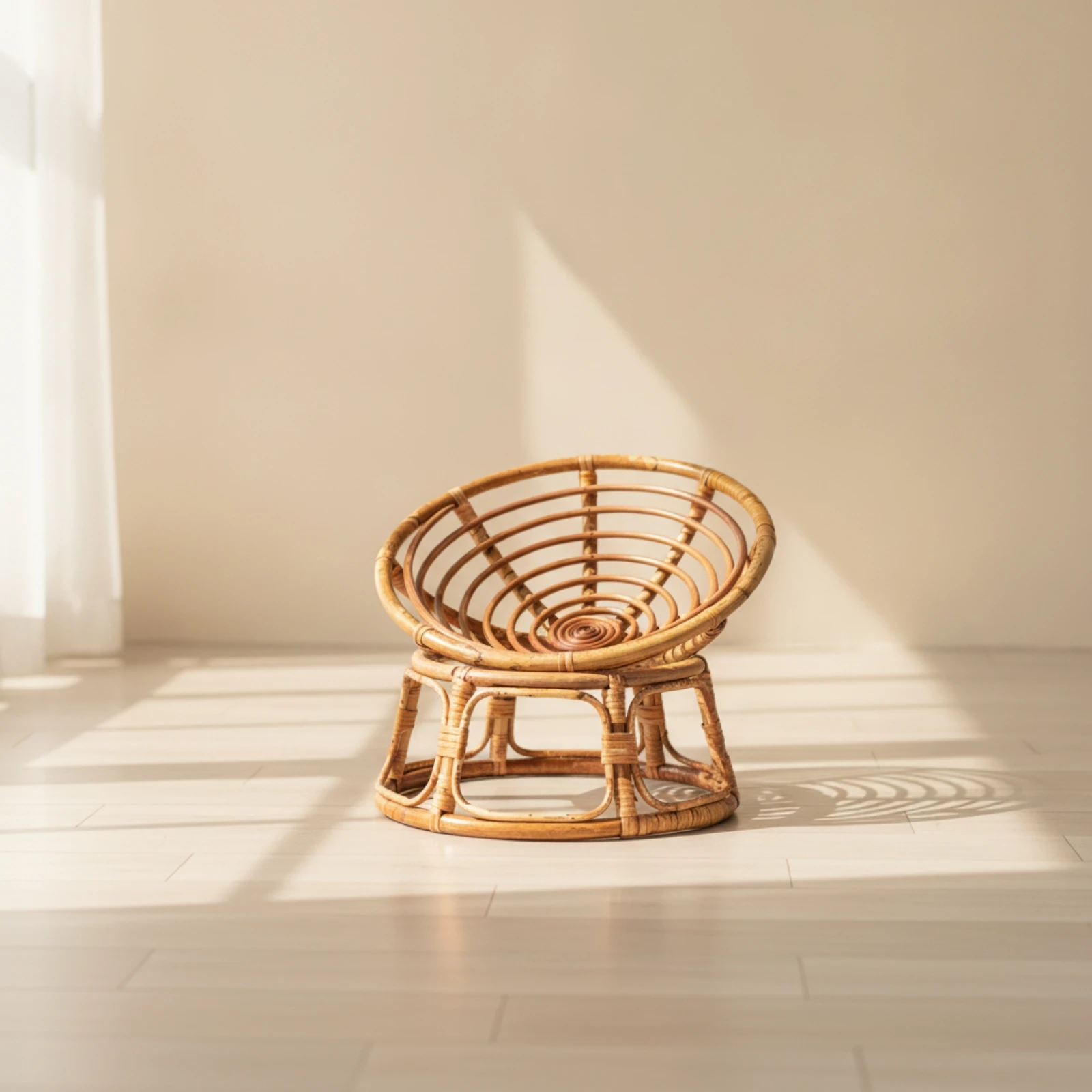 Basket Chair Low-Slung Rattan Chair Seat Contemporary Furniture Stable for Newborns, Photo Shoots, Photography Studios