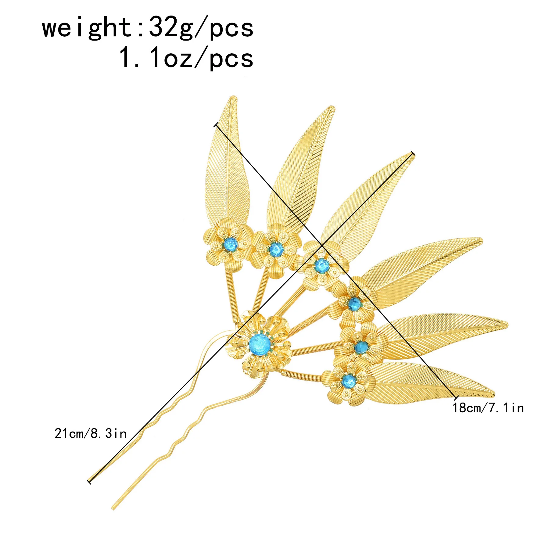 جديد سبائك ذهبية ليف كريستال زهرة دبوس الشعر إكسسوارات الشعر للنساء تايلاند العرقية الرقص الطرف الديكور أغطية الرأس مجوهرات #6
