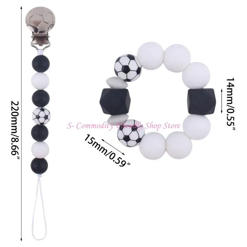 85AE Cartoon Teething Bracelet Silicone Bead Pacifier Clip for Baby Girl Boy Soother view 6