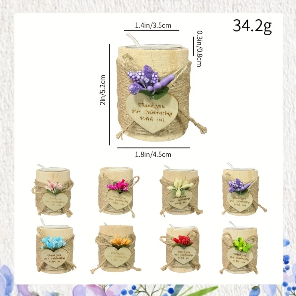1pc Comfortable Home and Event Atmosphere-Charming Wedding Wooden Tea Candle Holder (with Candle) Wedding Party Gift Wooden