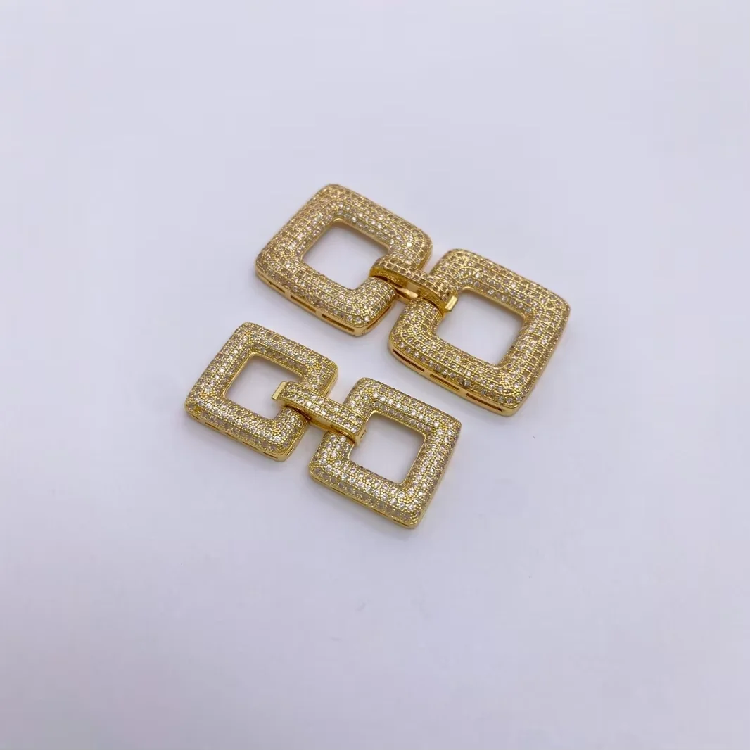 2 Pcs  Gold plated Cubic Zircon CZ Micro Pave Multi Strands Clasp Necklace Bracelet Jewelry Making DIY