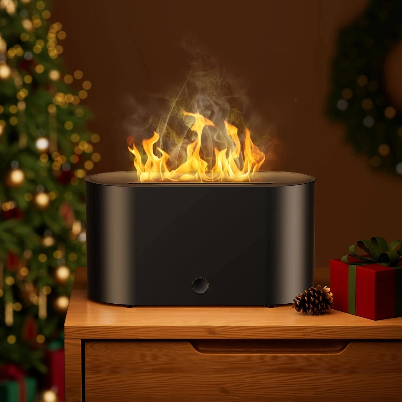 Simulated seven-color gradient creative home ultrasonic aromatherapy machine minimalist flame humidifier Type-C