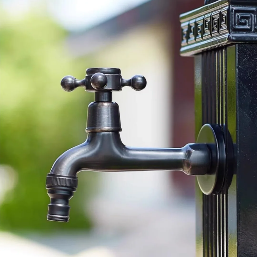 

Black Washing Machine Faucet Single Cold Outdoor Faucet Wall Mounted Garden Faucet Brass Bathroom Corner Faucet