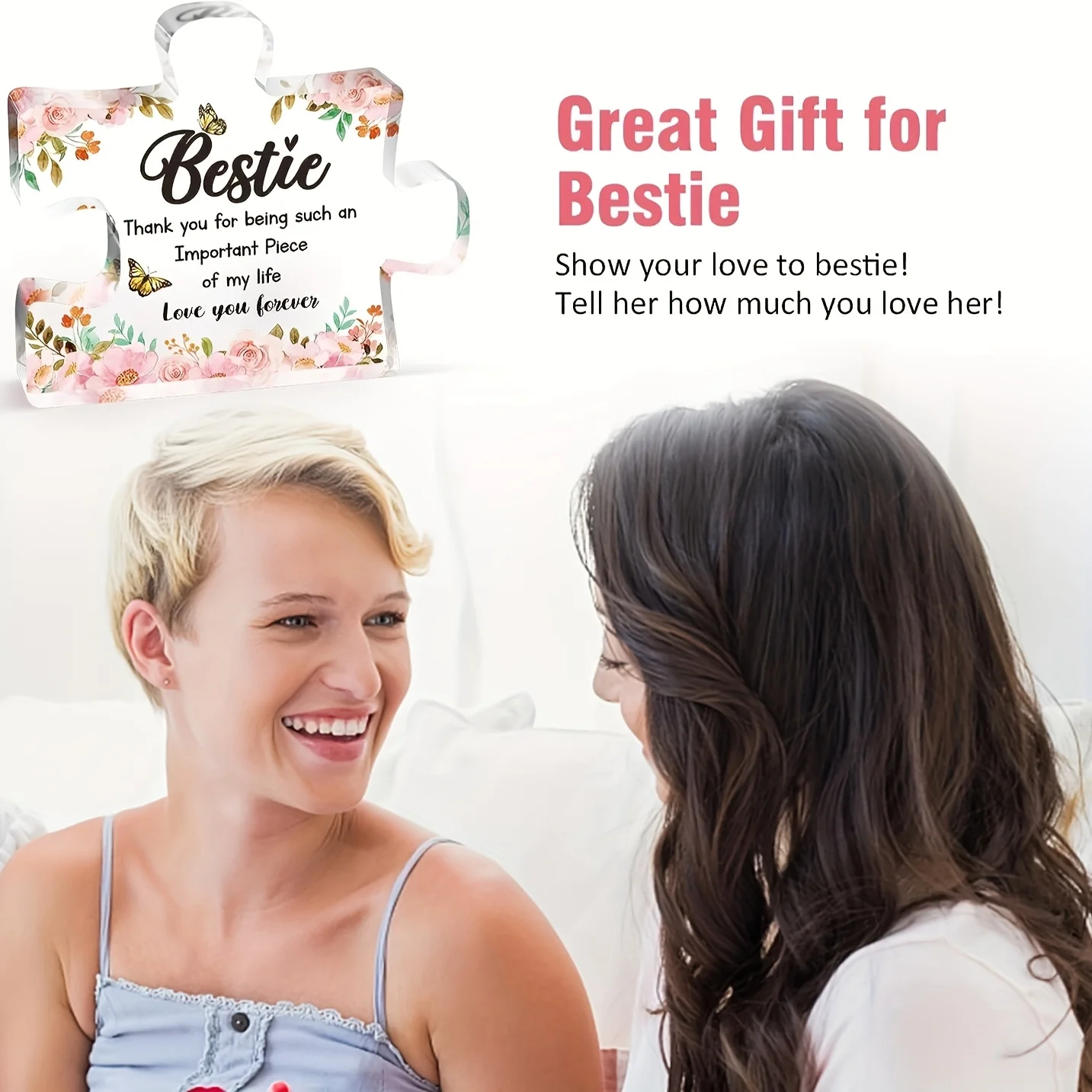 قطعة واحدة، هدايا عيد ميلاد أفضل صديق - زخارف ألغاز كتلة أكريليك 3.9 × 3.3 بوصة - هدايا أفضل صديق رقيقة للنساء #6