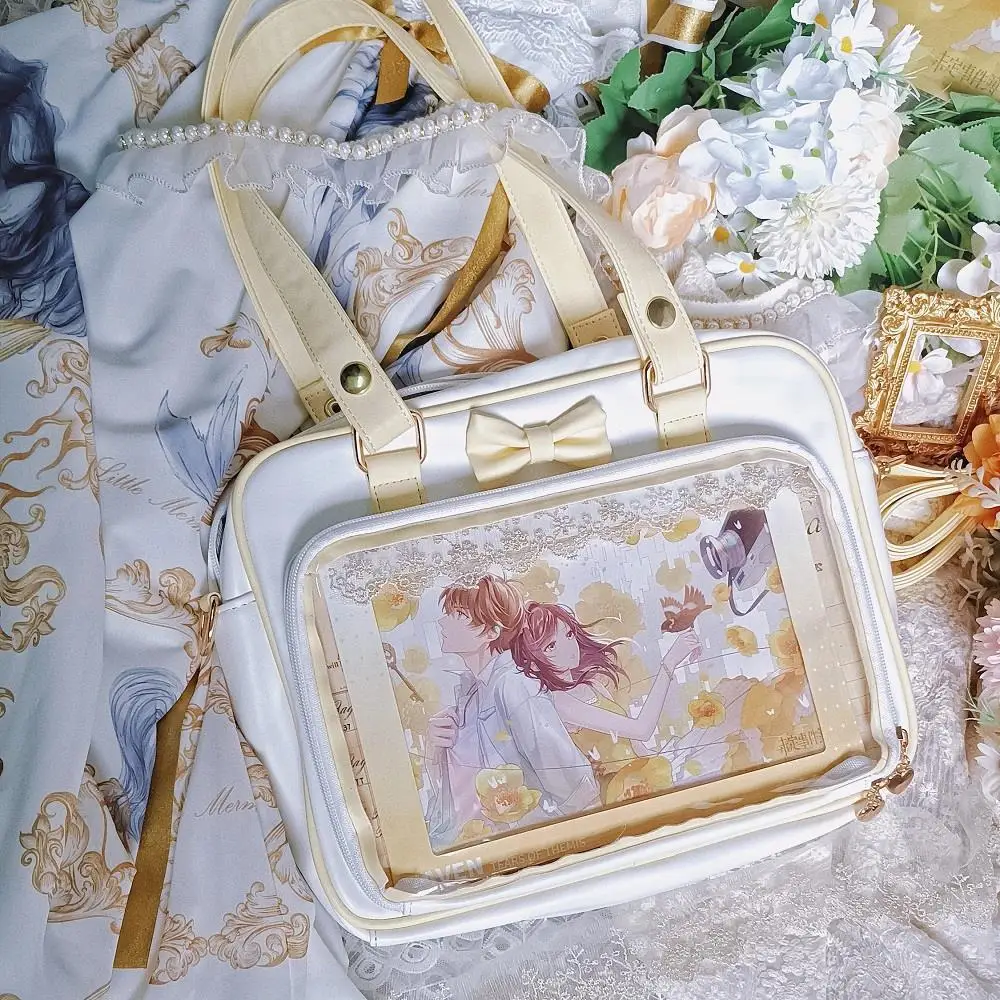 Y2K Nette Schleife Ita Tasche Mädchen Transparente Umhängetasche Frauen Mode Umhängetasche Messenger Tasche Ladys DIY Abzeichen Tote Tasche Lolita Handtasche – Detail 14