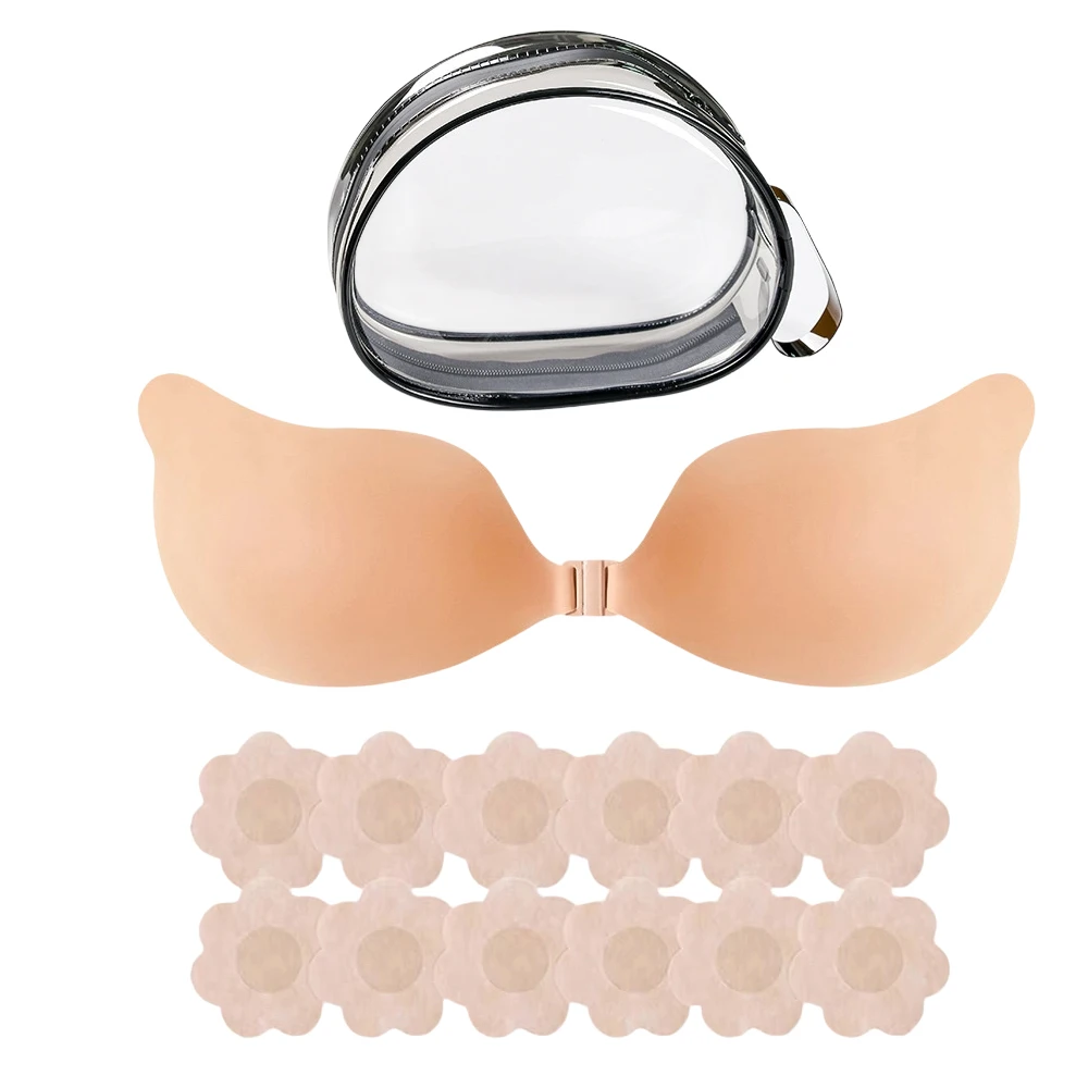 

Strapless Sticky Bra Push Up Adhesive Silicone No Show Stick On Bras For Backless Dress Invisible Reusable Nipple Cover Breast P