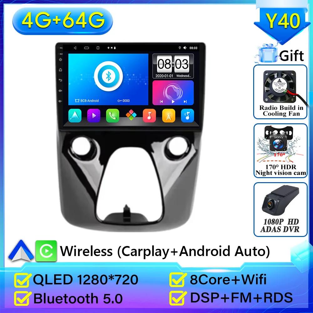 Voor Toyota Aygo Peugeot 108 Citroen C1 2016-2020 Autoradio Android 16 Navigatie GPS Android Auto Stereo Carplay scherm Unit 2 K