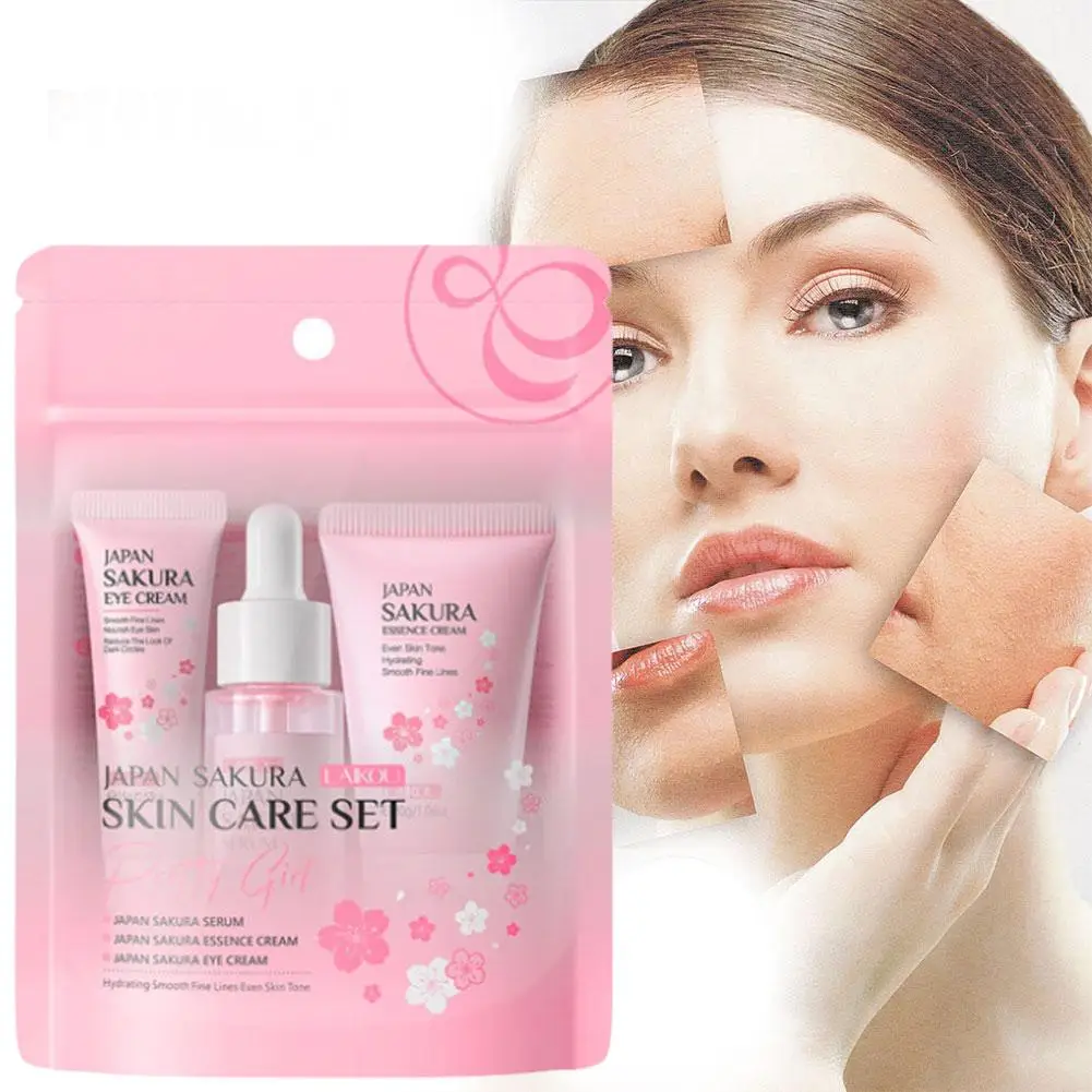 Sakura-juegos y kits para el cuidado de la piel con limpiador, suero, crema para ojos, crema de esencia, productos de belleza para mujeres, juegos de regalo, Kit de viaje de rutina