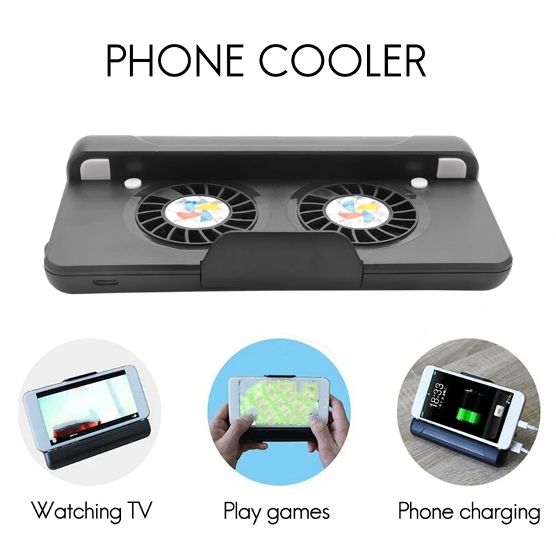 Cell Phone Cooler, Usb Cooling Dual Fan Radiator/Stand Holder/Power Bank With 4400Mah Rechargeable Battery For Iphone Smart Phon