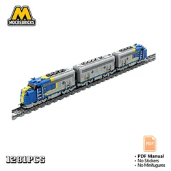 MOC Vintage Classic American Passenger Locomotive Building Blocks Set Streamline Diesel Train Model Adult Collection Gift