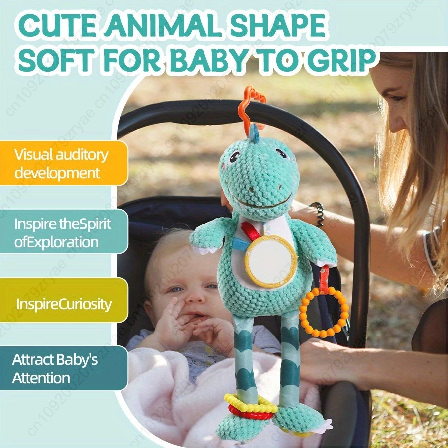 لعبة طفل حزام الأمان ديناصور دمية مقعد آمن الطفل جرس السرير رئيس لعبة معلقة للأطفال 0-1 سنة #2