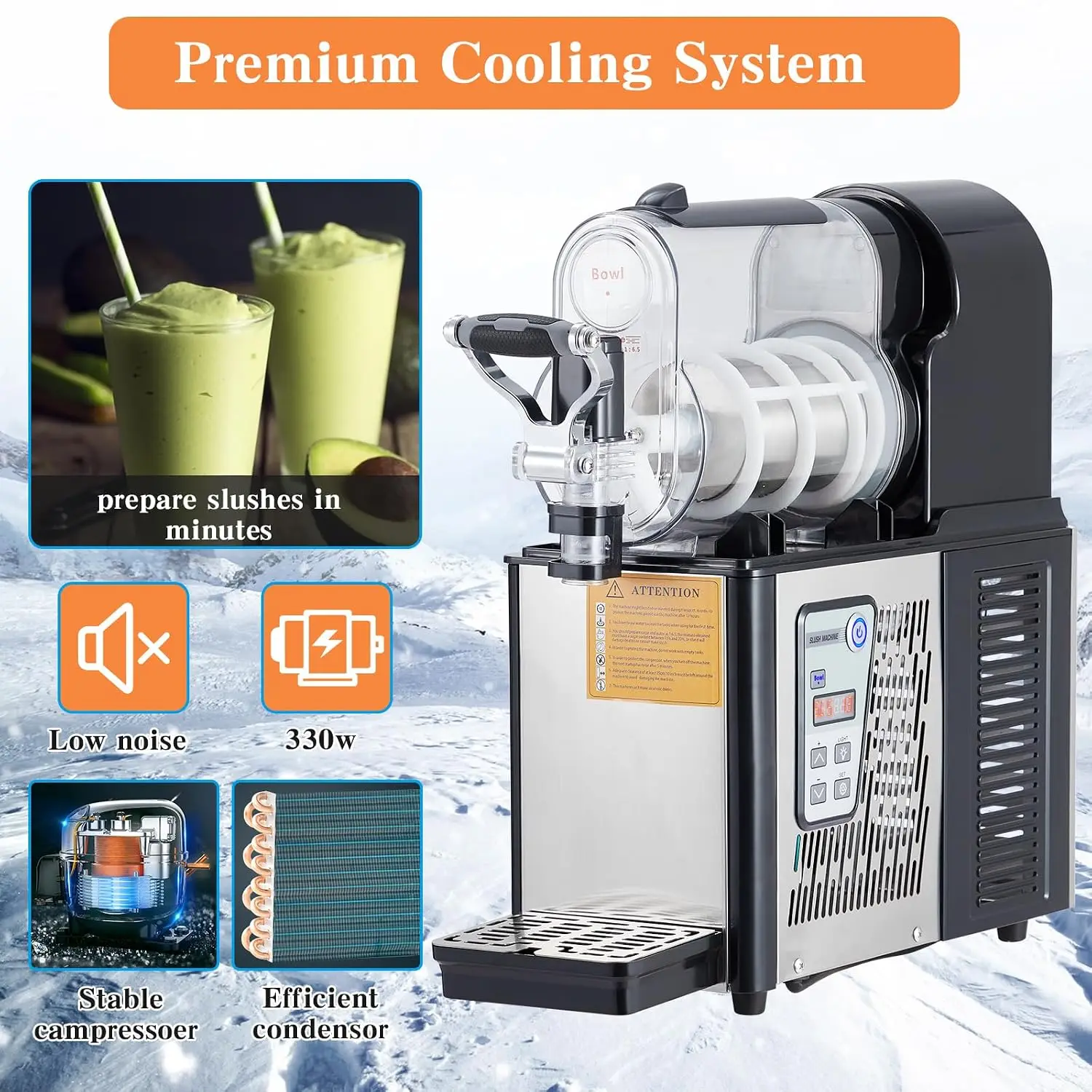 Tacleekii Commercial Slushy Machine 3L Single Tank Frozen Drink & Margarita Maker 300W Slush Machine with Digital Control, Self-Cleaning, for Home Restaurant Cafe Bar