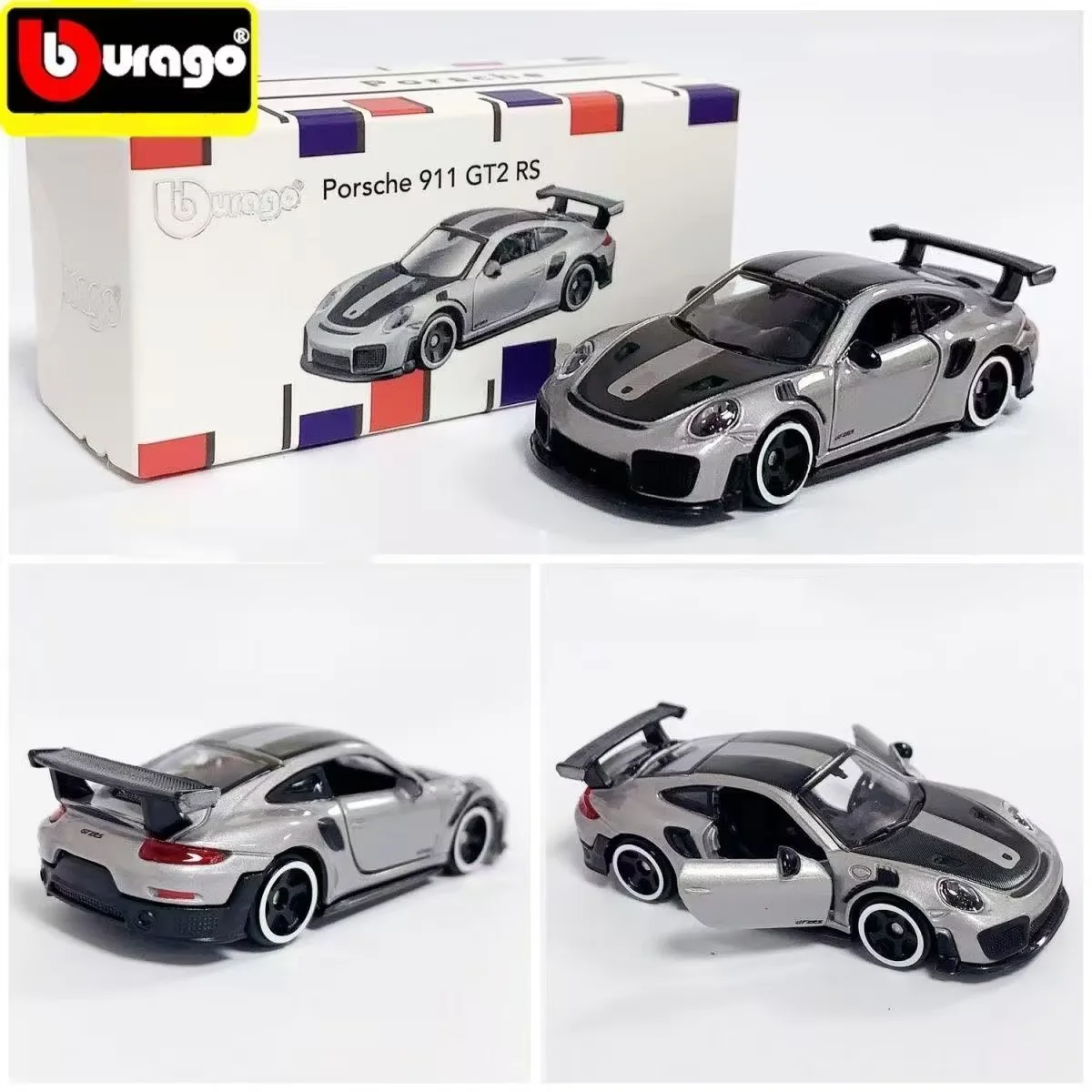 Bbugo 1:64 포르쉐 911GT2 RS 합금 자동차 모델 부티크 컬렉션 장식 장난감