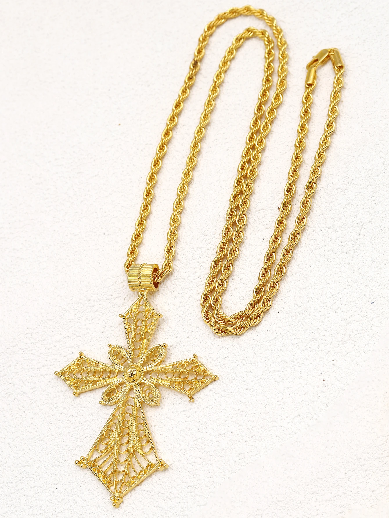 2PCS/Batch Dubai European and American Cross Pendant Necklace Set Middle Eastern Women\'s Jewelry Wedding Jewelry