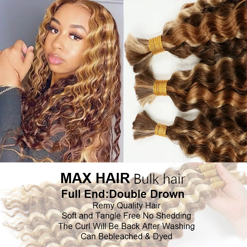 Bulk Human Hair For Braiding Vietnam Deep Wave Hair 18-30 Inches No Wefts Natural Color Hair Extension For Women 100g/pcs