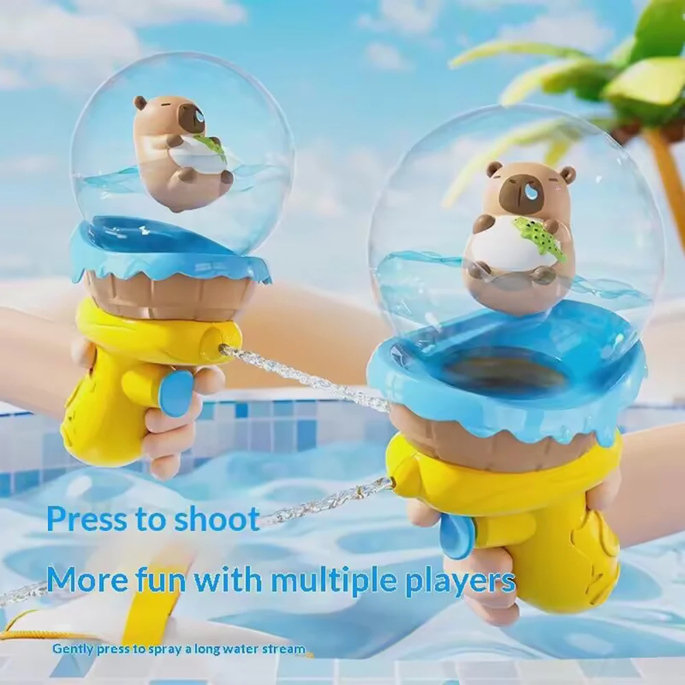 Kids Capybara Water Gun Toy with Light Detachable Water Tank Leakproof Summer Outdoor Beach Pool Shooting Game Toy for Children