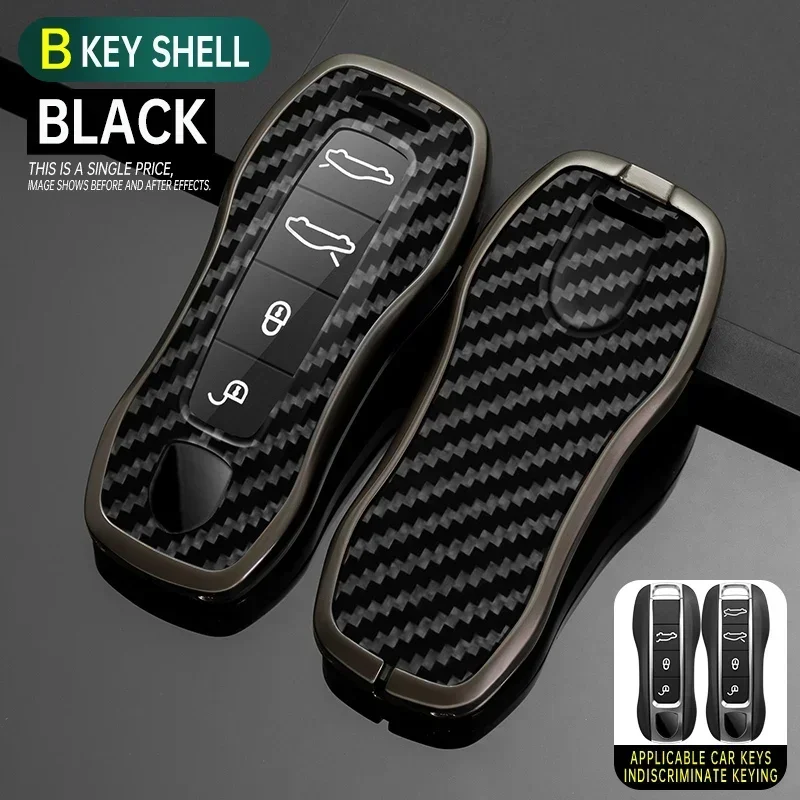 탄소 섬유 아연 합금 자동차 스마트 키 쉘 커버 케이스, 포르쉐 뉴 카이엔 파나메라 911 992 타이칸 자동차 키 케이스 액세서리