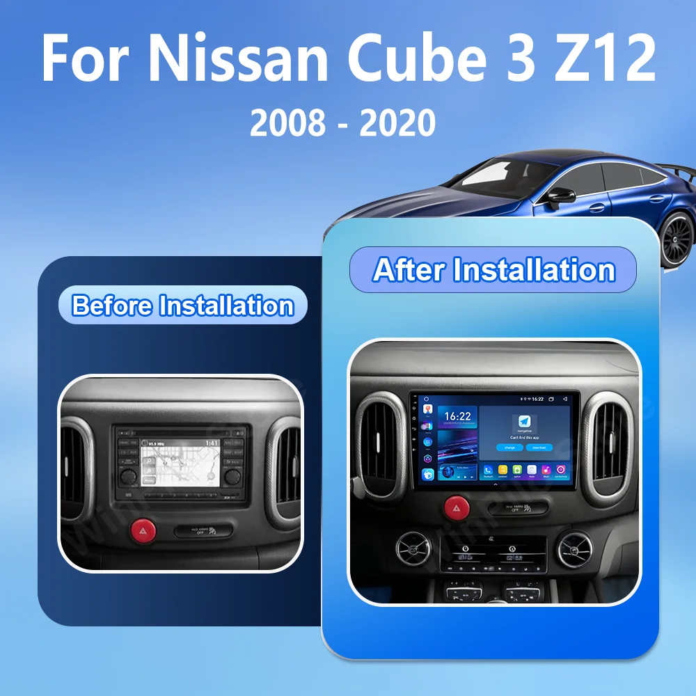 Android 16 Carpaly For Nissan Cube 3 Z12 2008 2009 2010 2011 - 2020 Car Navigation GPS Multimedia Video Player Bluetooth WiFi