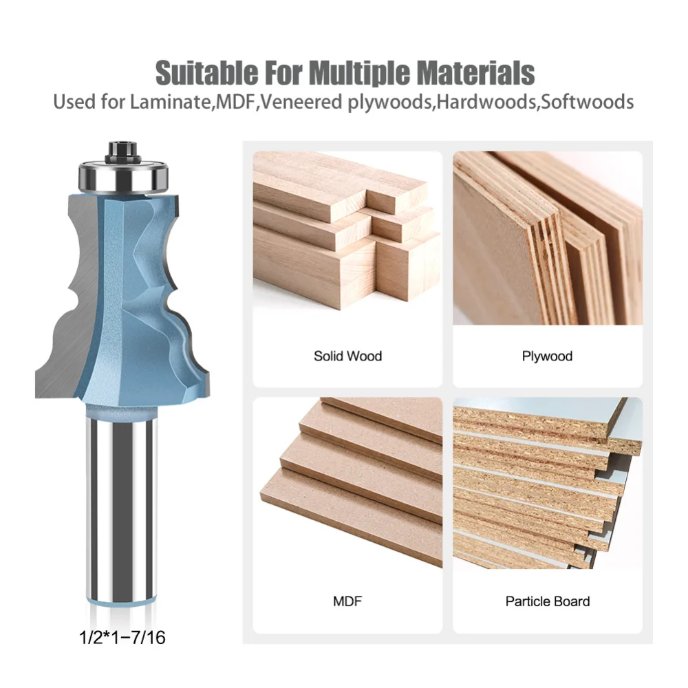 Molding Router Bit 1/2" 12mm Shank with Bearing Woodworking Milling Cutter Furniture Door Frame Decorative Edge Profiling Tool view 6