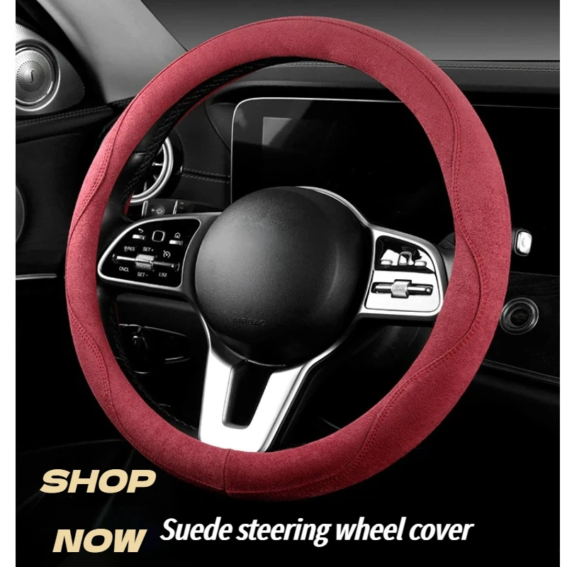 

Car Steering Wheel Covers Suede Steering Wheel Cover Wrap Universal 38cm Breathable Steering Covers Car Accessories