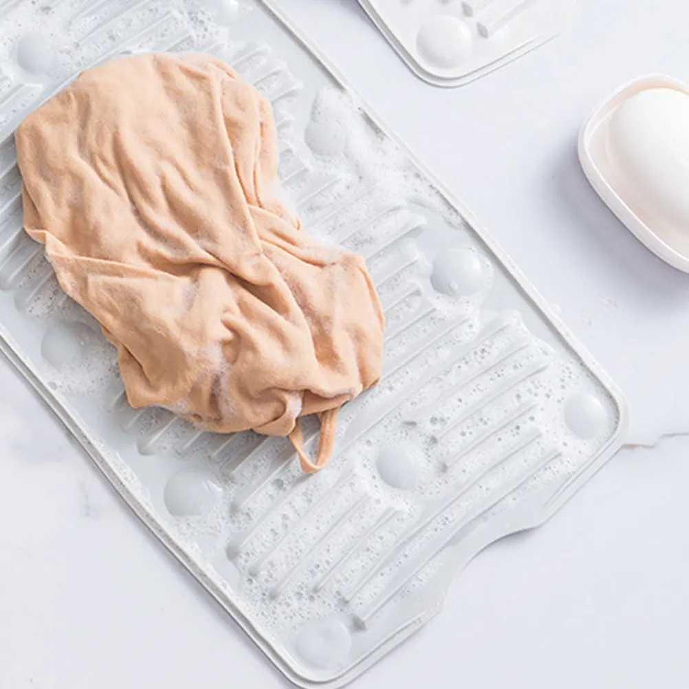 

2Pcs Portable Washboard Non-Slip Silicone Washing Board for Home Bathroom Laundry Tasks - Grey Washboard Washing Board