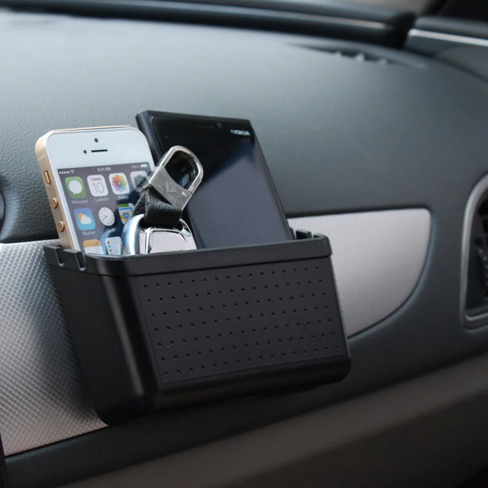 

Car Storage Box Multifunctional ABS Durable Phone Holder Container Self Adhesive Practical Capacity Car Organization Storage