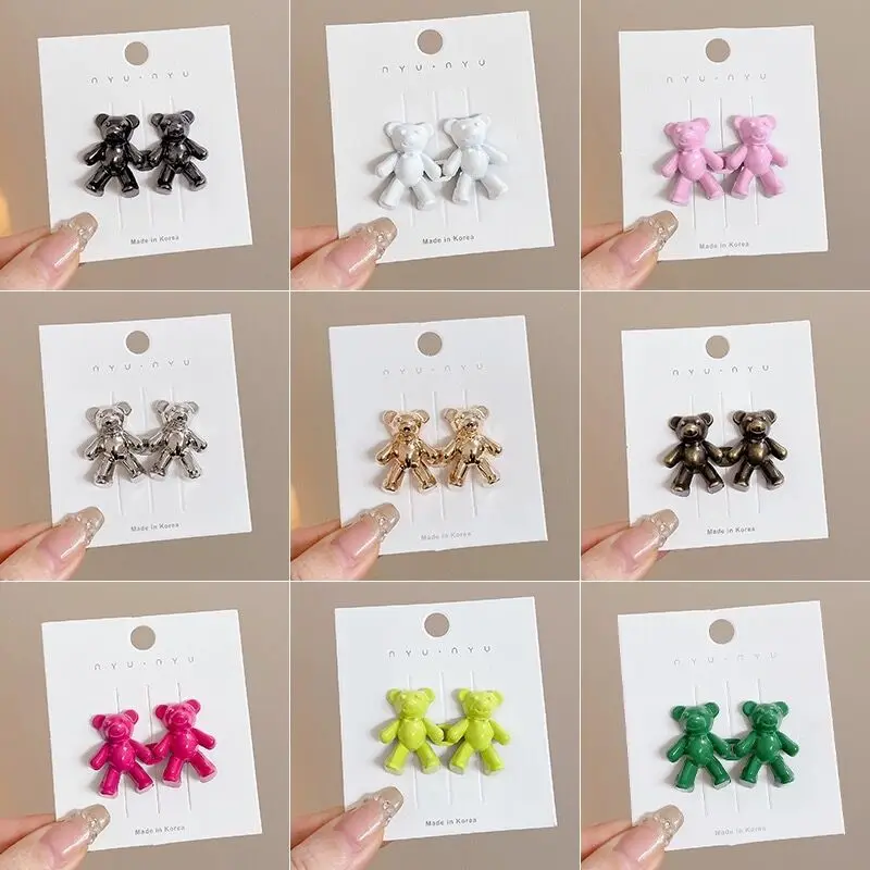 1/2pairs Colorful Bear Buckles Women Men Adjustable Jeans Pants Pins for Loose Jean Fit Tighten Waist Closing Reduce Snap Button